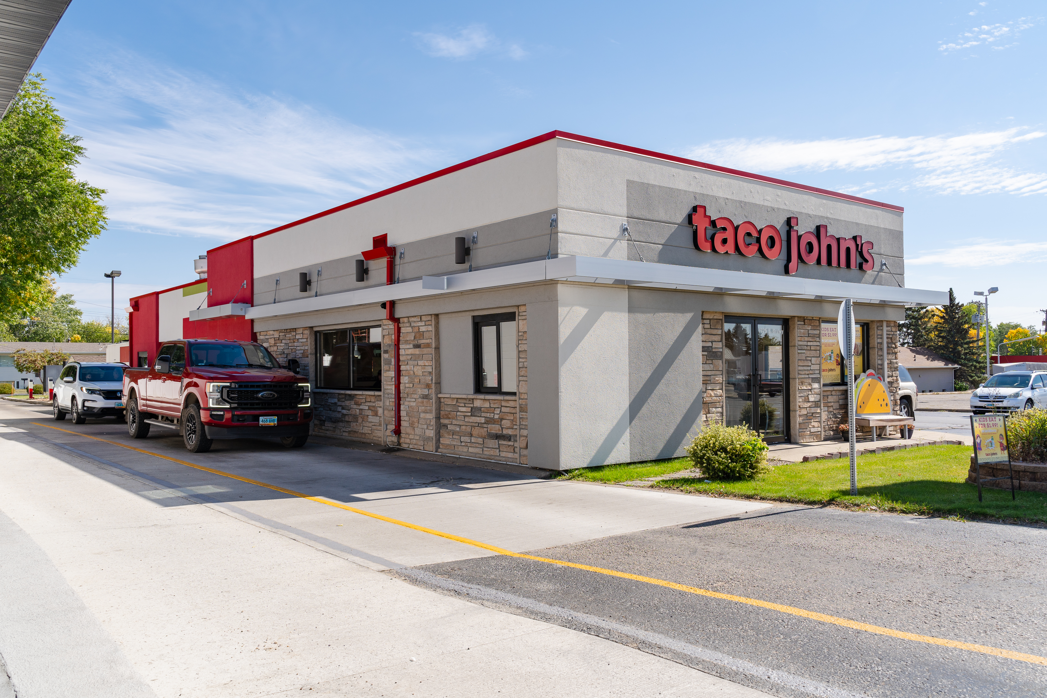 Taco John's drive-thru lane and concrete apron
